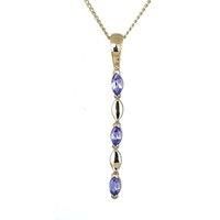 9ct Yellow Gold Tanzanite Necklace Natural Blue Marquise Gemstones Handmade