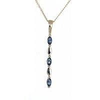 9ct Gold Necklace London Blue Treated Topaz Drop Natural Marquise Gemstone