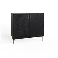 Frank Olsen Ava Tall Sideboard with LED Lighting and Alexa Compatibility - Black