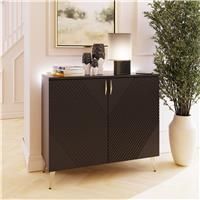 Frank Olsen Ava Tall Sideboard with LED Lighting and Alexa Compatibility - Black