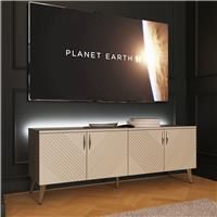 Frank Olsen Ava 1500 TV Cabinet For TVs Up To 70 inch with LED Lighting and Alexa Compatibility - White