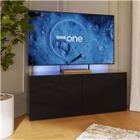 Frank Olsen INTELCOR1200LED-BLK Gloss Black Corner TV Cabinet For TVs Up To 60 inch with LED Lighting and Alexa Compatibility