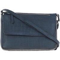 'Valentina' Flap Over Croc Print Real Leather Shoulder Bag