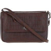 'Valentina' Flap Over Croc Print Real Leather Shoulder Bag