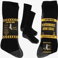 Pack Of 12 Regular Work Socks Black 6-11