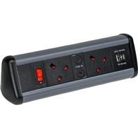 PowerData Technologies Desktop Power Outlet 2 x Sockets + 2 x USB
