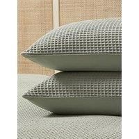 Dusk Portofino Waffle Standard Pillowcase Pair - Sage