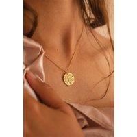 Gold Coin Medallion Goddess Pendant Necklace for Women, Long Disc Layer Choker