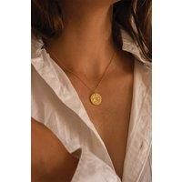 Gold Bull Coin Medallion Necklace, Chunky Greek Antique Layered Pendant Chain