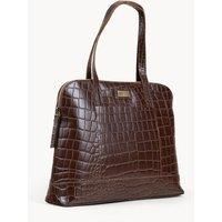 EVA' Croc Embossed Real Leather Designer Unlined Tote Bag
