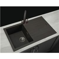 Maine Celyn Granite Composite Reversible Kitchen Sink & Drainer Small Single Bowl Gunmetal (1) in Gunmetal Grey