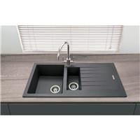 Maine Celyn Granite Composite Reversible Kitchen Sink & Drainer 1.5 Bowl Gunmetal (1) in Gunmetal Grey