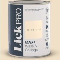 LickPro Max+ 1Ltr Cream BS 08 C 31 Matt Emulsion Paint (528TM)