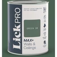 LickPro Max+ 1Ltr Green 20 Matt Emulsion Paint (638TM)