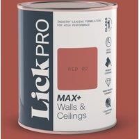 LickPro Max+ 1Ltr Red 02 Matt Emulsion Paint (245TM)
