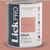 LickPro Max+ 1Ltr Red 03 Matt Emulsion Paint (475TM)
