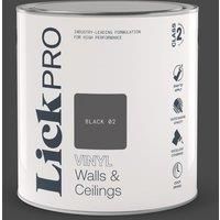 LickPro 2.5Ltr Black 02 Vinyl Matt Emulsion Paint (448TM)