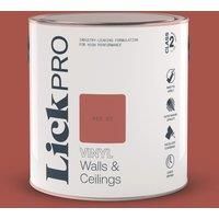 LickPro 2.5Ltr Red 02 Vinyl Matt Emulsion Paint (272TM)