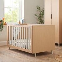 Tutti Bambini Fika Baby Cot Bed - 3-in-1 Baby Crib, Toddler Bed & Day Bed, Convertible Baby Bed, Adjustable Mattress Height, From Birth to 6+ Years, Light Oak & White Sand (140 cm x 70 cm)