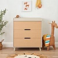 Tutti Bambini Fika Chest Changer Light Oak/White Sand 82cm H X 80cm W X 51.5cm D