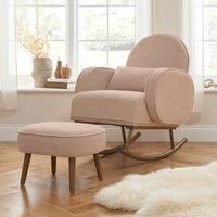 Tutti Bambini Micah Rocking Nursing chair and Foot Stool Set in Boucle Blush
