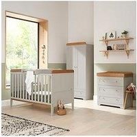 Tutti Bambini Rio 5 Piece Furniture Set- Dove Grey/Oak (Cot Bed, Cot Top Changer, Sprung Mattress, Chest Changer, Wardrobe)