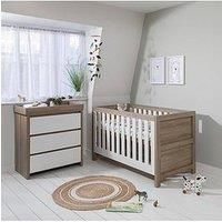 Tutti Bambini Modena 2 Piece Furniture Set - White/Oak (Cot Bed, Sprung Mattresss And Chest Changer)