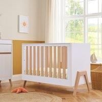 Tutti Bambini Fuori Mini 3 in 1 Cot Bed in White and Light Oak from 0 - 4yrs