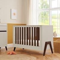 Tutti Bambini Fuori Mini 3 in 1 Cot Bed in Warm Walnut & White Sand  0 - 4yrs