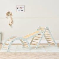 Tutti Bambini Scala Montessori 3 in 1 Pikler Climbing Frame with Climbing Wall Sea Mist 246.38cm H X 284.48cm W X 152.4cm D