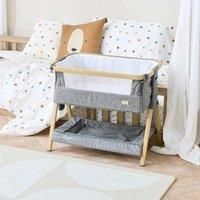 Tutti Bambini CoZee® Mini Me Baby Doll Cot - Next-To-Me Crib, Bed for Teddies & Toys, Accessories from 3+ Years (Oak & Charcoal)