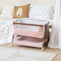 Tutti Bambini Cozee Luxe Mini Me Play crib in Walnut & Blush for Dolls
