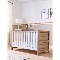Tutti Bambini Modena White & Oak Cot Bed With Cot Top Changer And Mattress