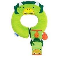 Trunki Snoozihedz Seat Belt Pad + Yondi Travel Neck Pillow - Dudley Dinosaur -Green