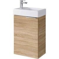 Bathroom Vanity Unit Small Basin 400 Cloakroom Sink Wall Cabinet Sonoma Oak Avir