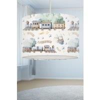 Watercolour Trains Lampshade White