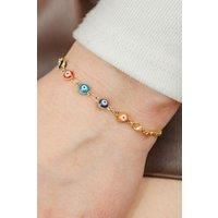 Multi-color Tiny Evil Eye Beaded Charm Adjustable Protection Bracelet
