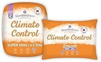 Slumberdown Climate Control Super King Duvet - 4.5 Tog Temperature Regulating Lightweight Cool Summer Quilt for Night Sweats, 2 Medium Pillows - Hypoallergenic, Machine Washable, Size (260cm x 220cm)