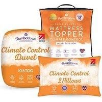 Slumberdown 10.5 Tog Climate Control Bedding Bundle (Duvet + 10Cm Mattress Topper + Pillows)