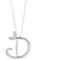 Winged Diamond Initial Necklace - Sterling Silver - D/22"