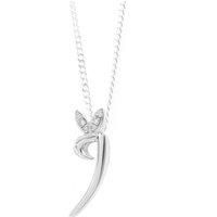 Winged Diamond Initial Necklace - Sterling Silver - I/22"