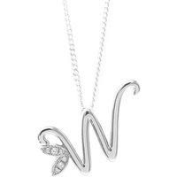 Winged Diamond Initial Necklace - Sterling Silver - W/18"
