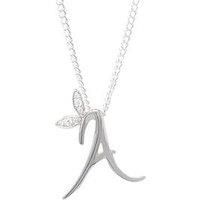 Winged Diamond Initial Necklace - Sterling Silver - Z/18"