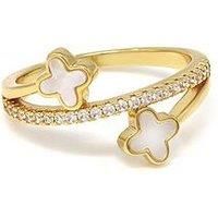 Say It With Luck Ring - Stainless Steel (Gold & Faux Pearl)