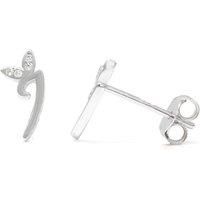 Winged Initial Earring Pair - Sterling Silver - I