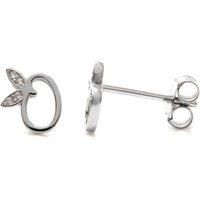 Winged Initial Earring Pair - Sterling Silver - O