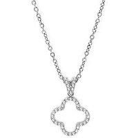 Say It With Open Clover Cz Necklace - Silver
