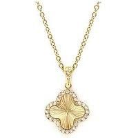 Say It With Cz Clover Necklace - Yellow Gold
