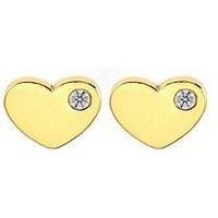 Say It With Flat Cz Heart Earrings - Yellow Gold