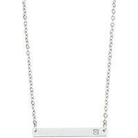 Say It With Cz Stone Bar Pendant Necklace - Silver